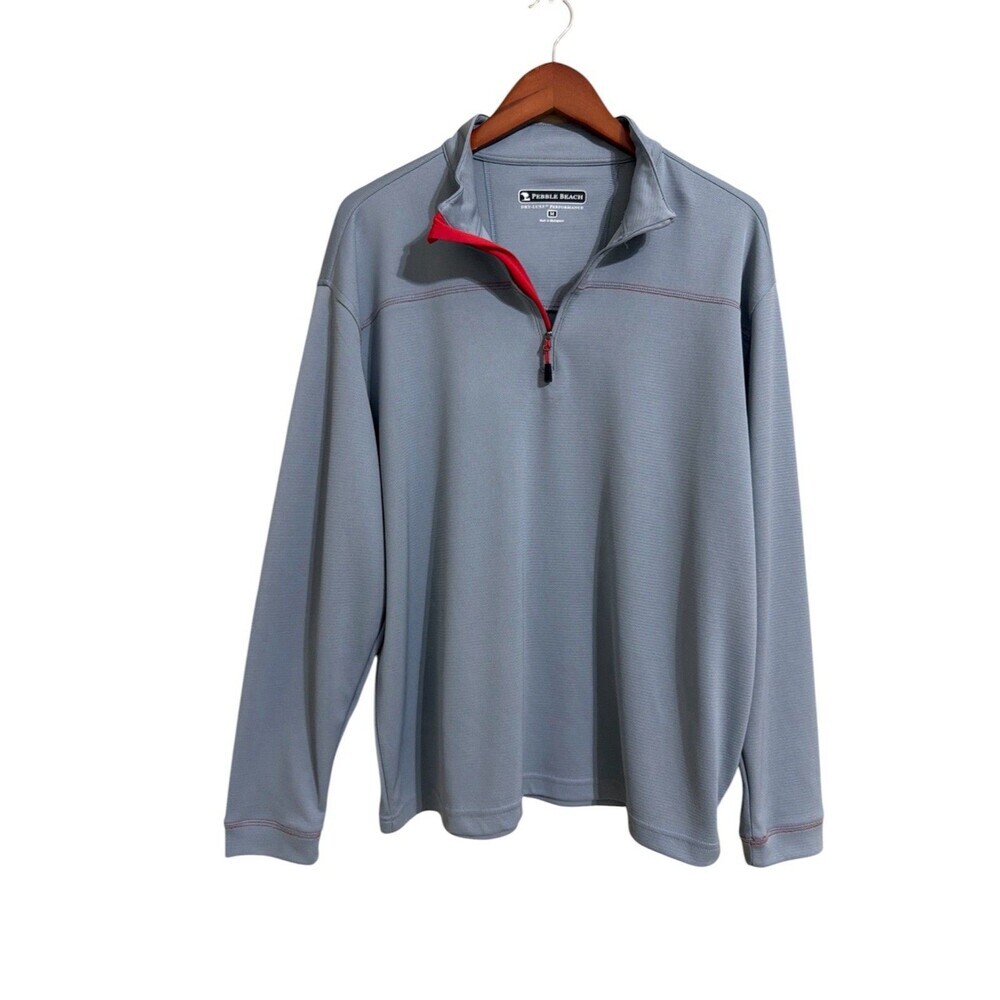 Pebble Beach Pullover Shirt Dry Luxe Performance 1/4 Zip Light Gray Men's Size M